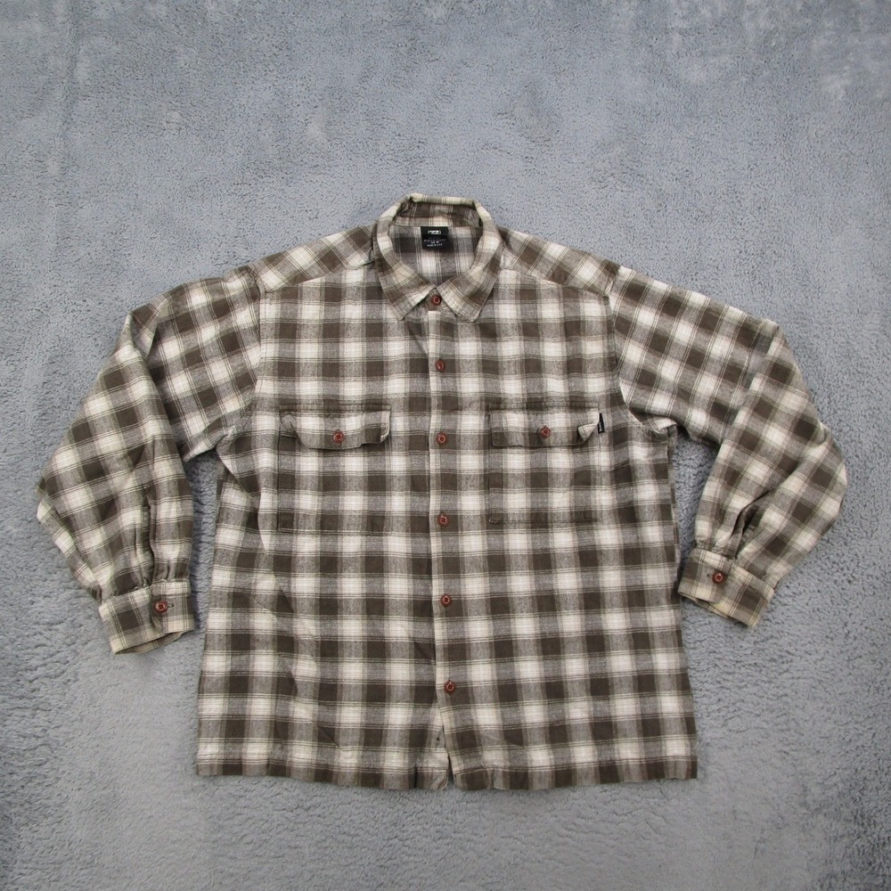 Vintage Billabong Mens Medium Brown Plaid Flannel Shirt Long Sleeve M-5044PLF